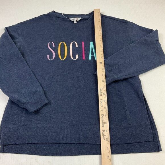 Widlfox Womens Social Sweatshirt Blue Long Sleeve Side Slits Pullover Size XS - Picture 6 of 12